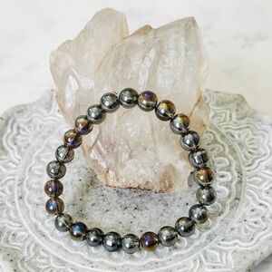 Elegant Iridescent Aura Beaded Bracelet, Handmade by Wandering Bunny LLC